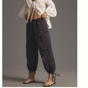 Pilcro Eyelet Patch Parachute Pants from Anthropologie NWOT is dark gray